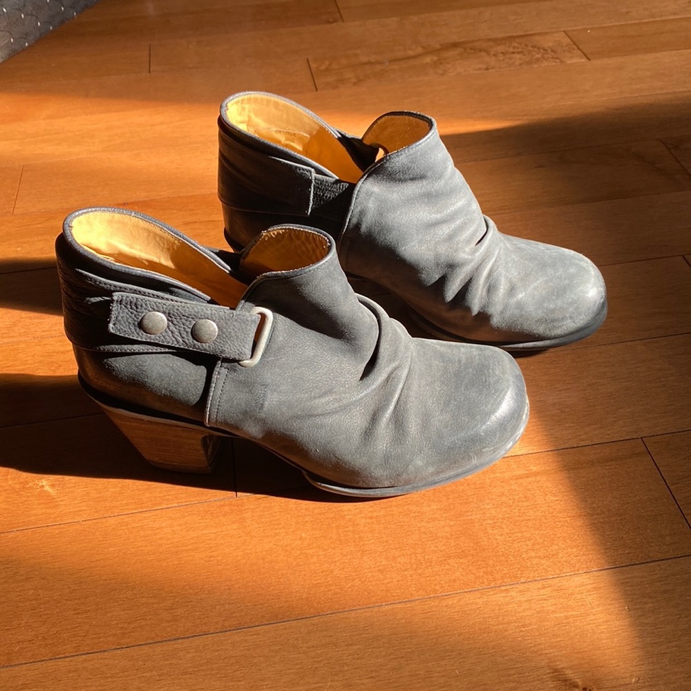 John Fluevog Charcoal Ankle Booties